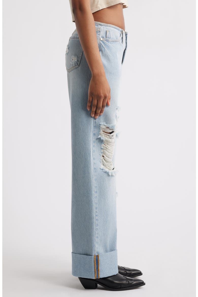 Elowen Distressed Cuffed Wide Leg Jeans, Alternate, color, LIGHT WASH