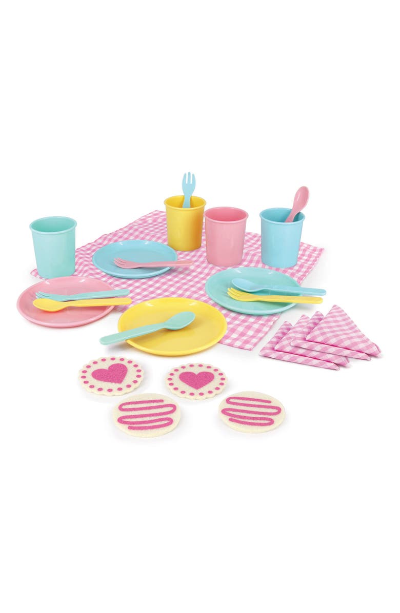 BRIGHT STRIPES 25-Piece Deluxe Picnic Set & Carrying Case, Alternate, color, Blue Multi