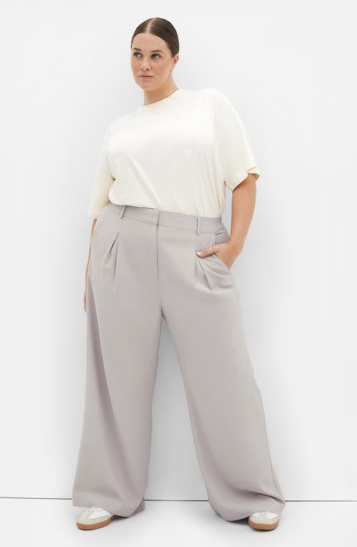 City Chic Jordan Wide Leg Pleated Pants In Neutral