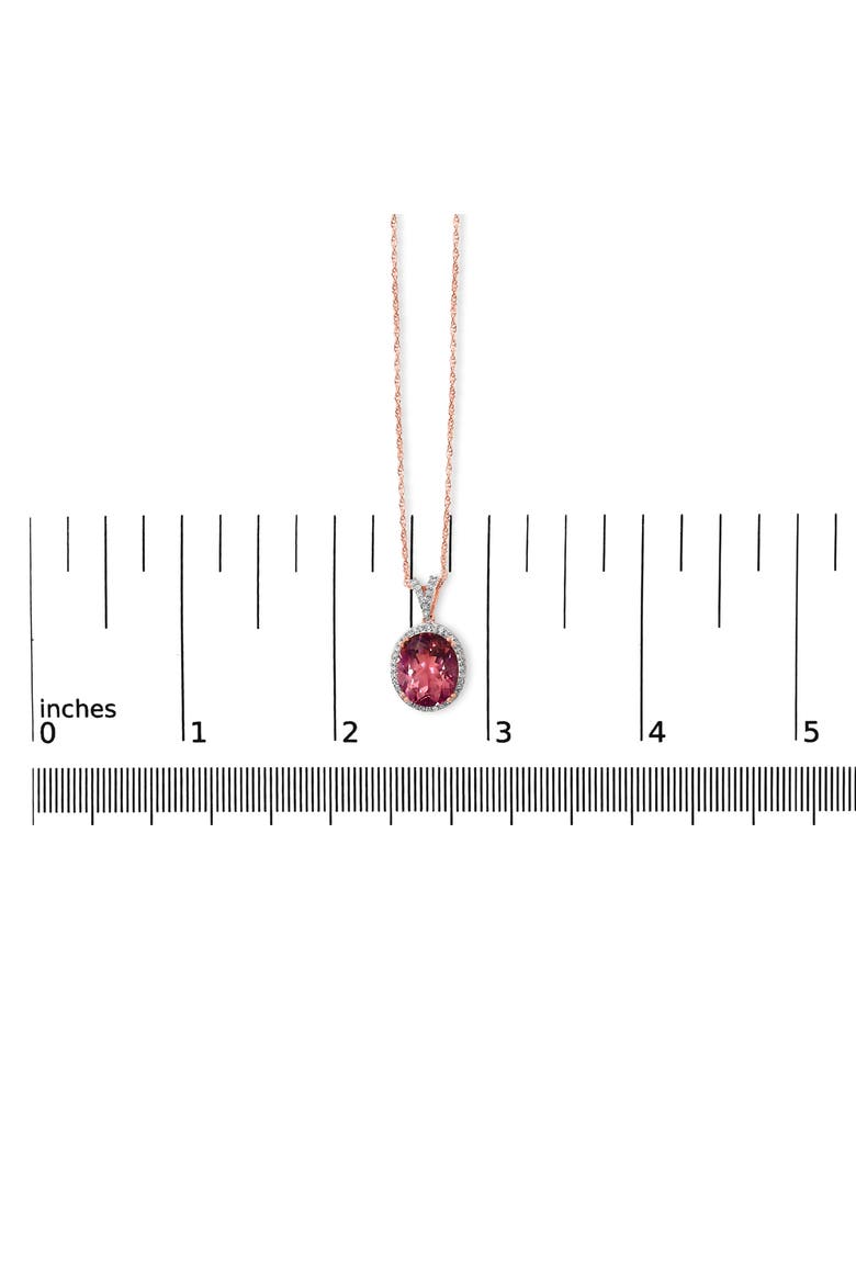 14K Rose Gold Vermeil Sterling Silver 1/5 Cttw Diamond Pink Quartz Oval Pendant Necklace, Alternate, color, Rose Gold over Silver