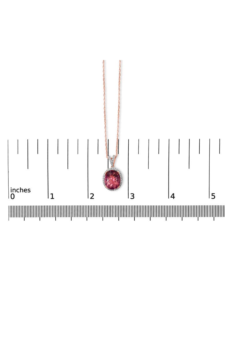 Haus of Brilliance 14K Rose Gold Vermeil Sterling Silver 1/5 Cttw Diamond Pink Quartz Oval Pendant Necklace, Alternate, color, Rose Gold Over Silver