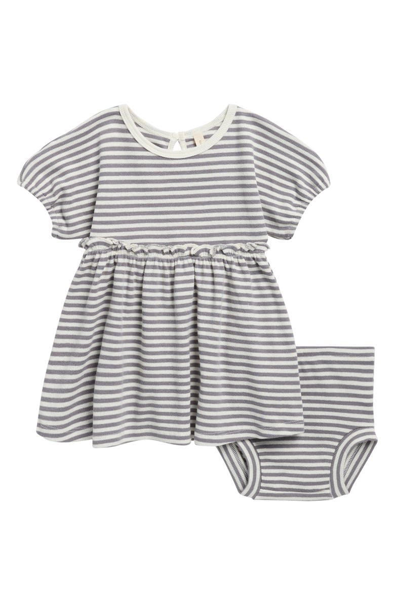 QUINCY MAE Annie Ocean Stripe Dress & Bloomers Set, Main, color, Ocean