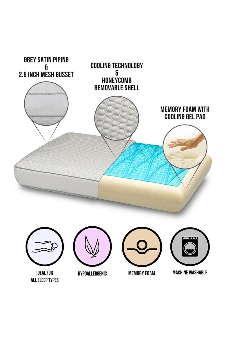 Memory Foam Cooling Pillow, Alternate, color, WHITE