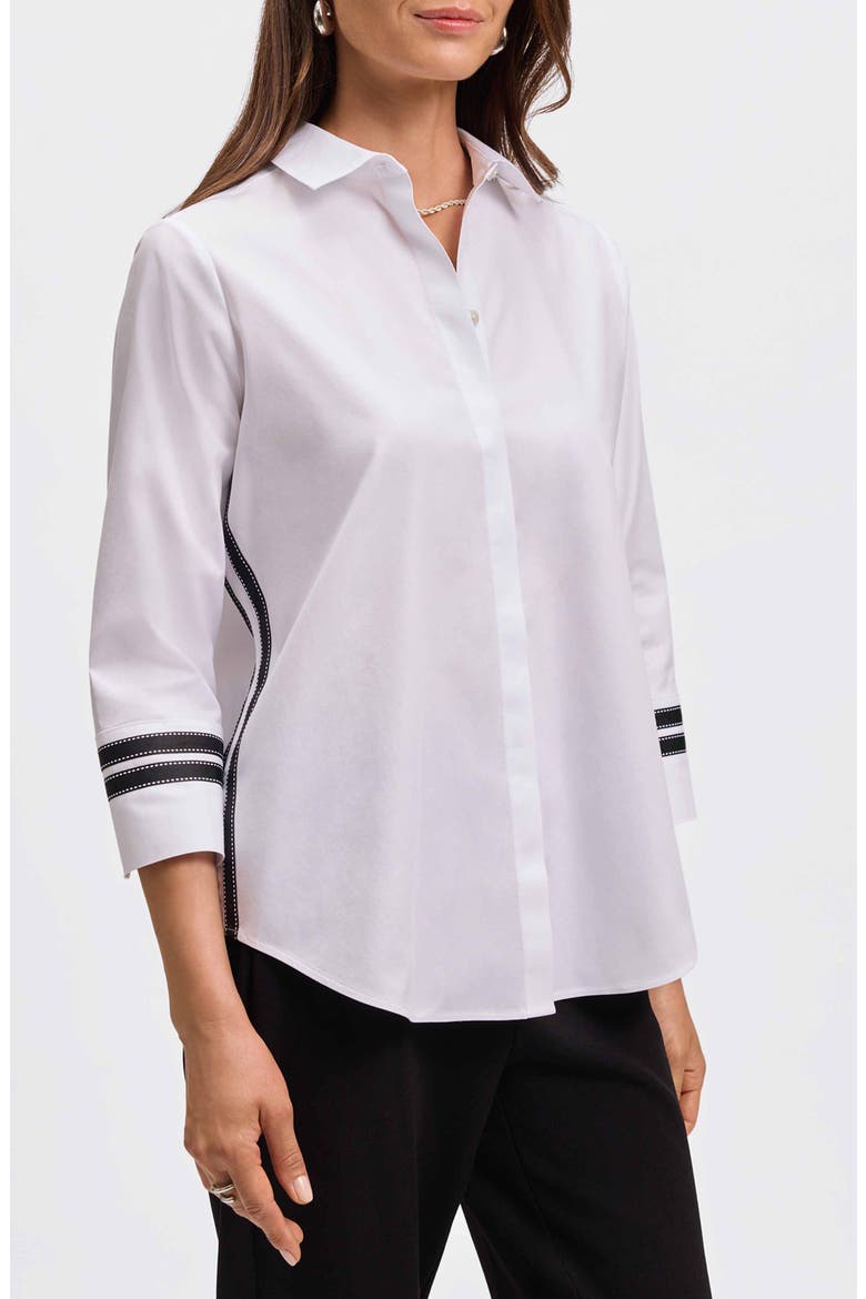 Brooke Grosgrain Trim Button-Up Shirt, Main, color, WHITE