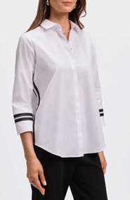 Foxcroft Brooke Grosgrain Trim Button-Up Shirt