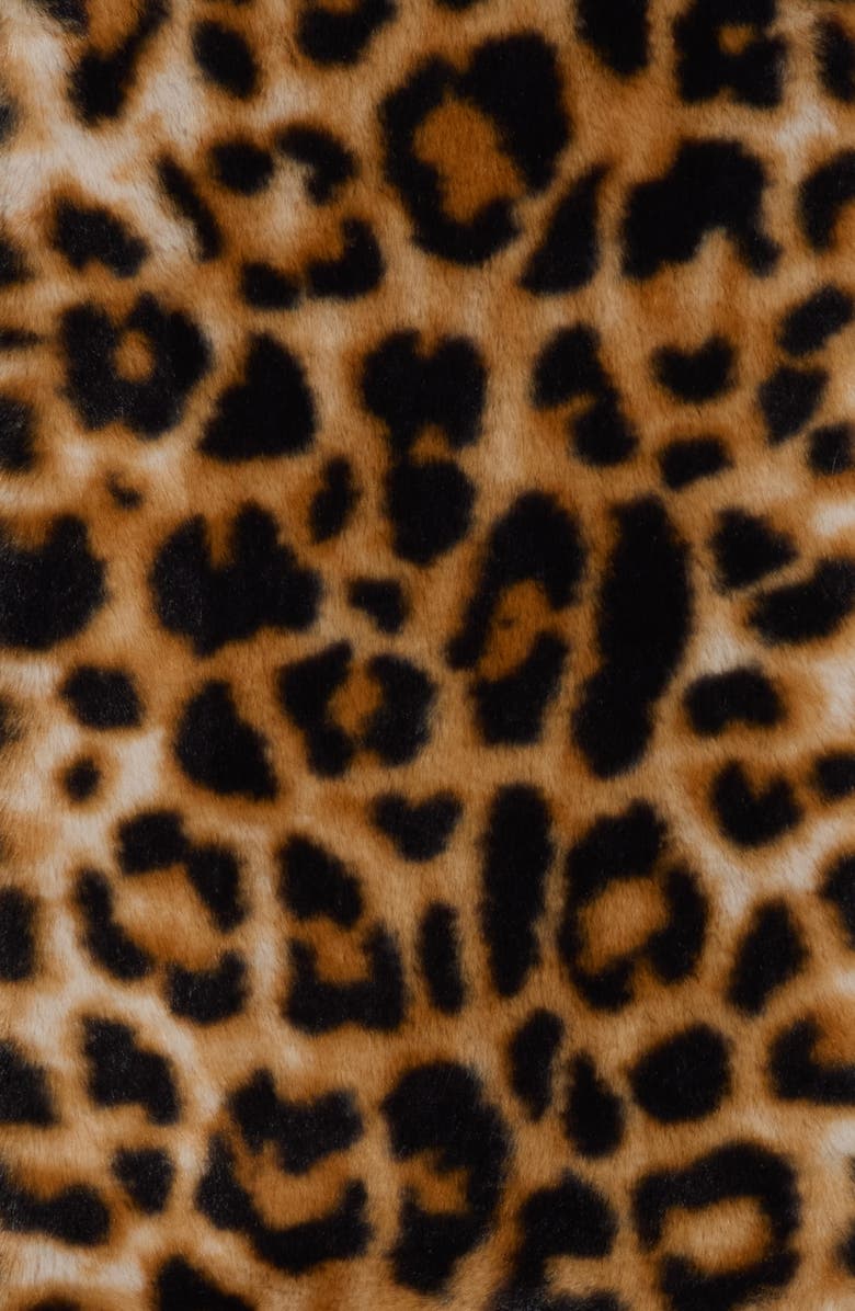 Kurt Geiger London Poppy Leopard Faux Fur Knit Scarf, Alternate, color, Brown