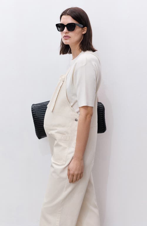 Mango Denim Maternity Overalls In Off White