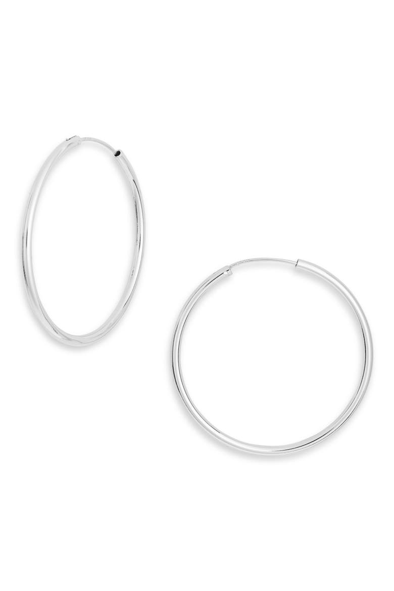 Endless Hoop Earrings, Main, color, SILVER