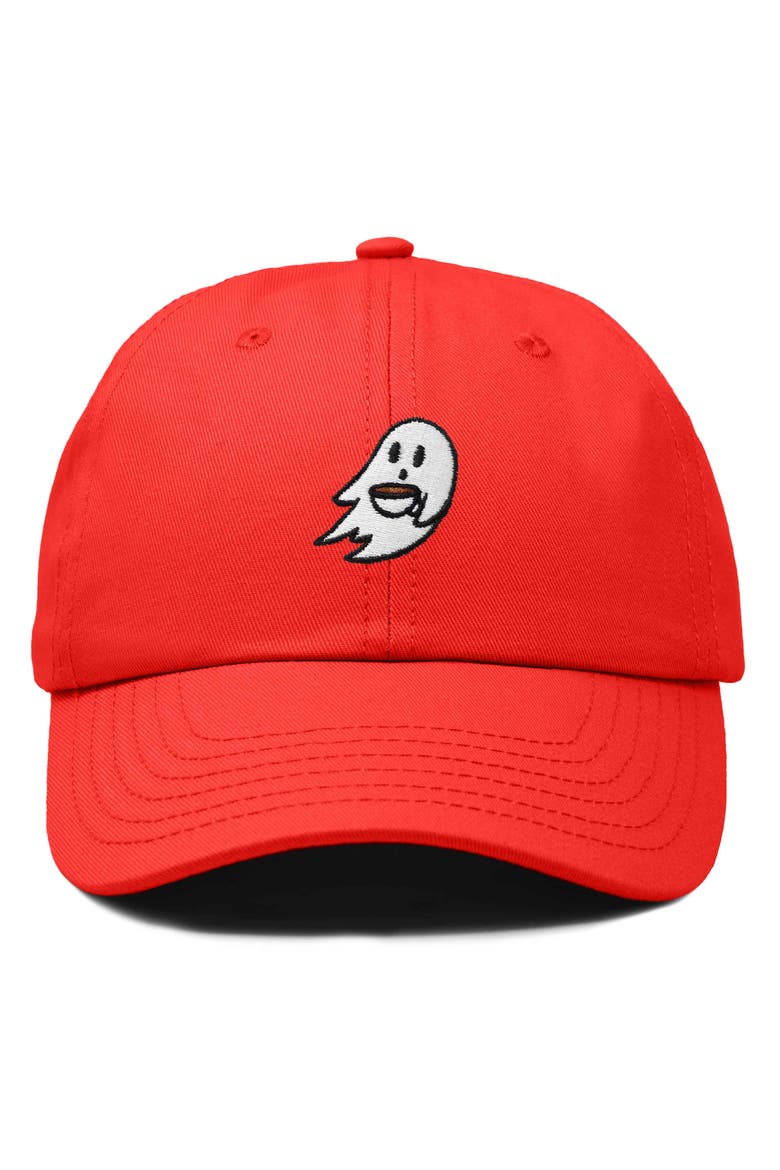 Coffee Ghost Embroidered Hat, Main, color, Red