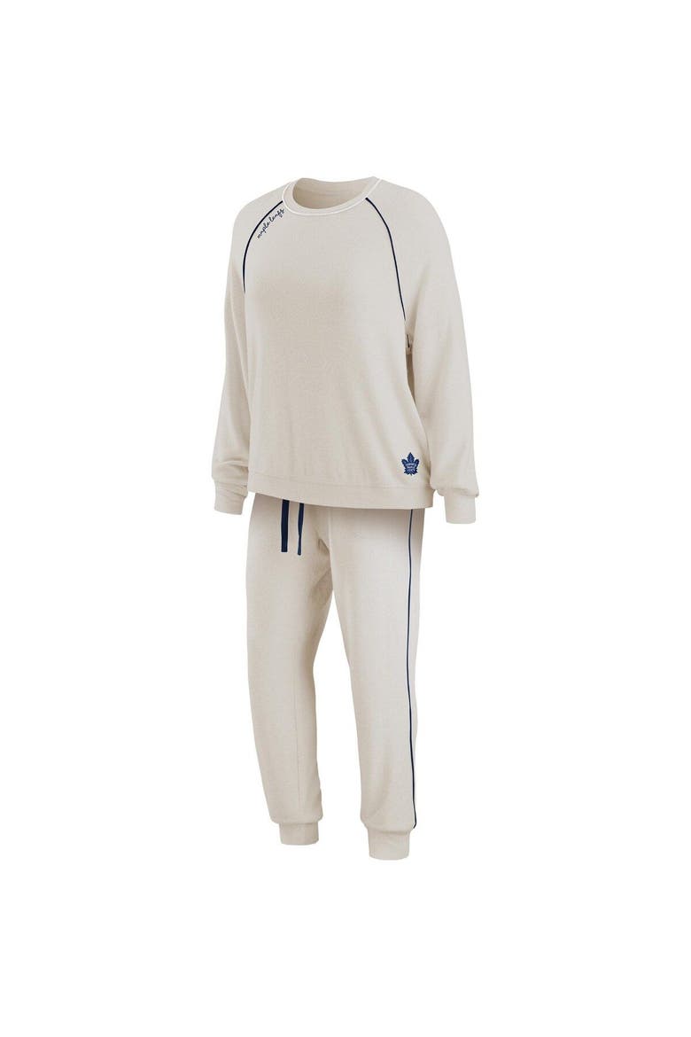 Women's WEAR by Erin Andrews Oatmeal Toronto Maple Leafs Raglan Pullover Sweatshirt & Pants Lounge Set, Alternate, color, Oatmeal
