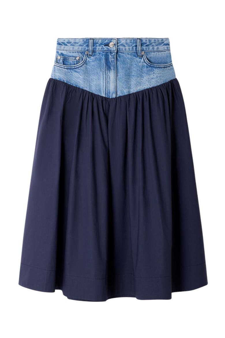 Mixed-material maxi skirt, Alternate, color, Navy blue