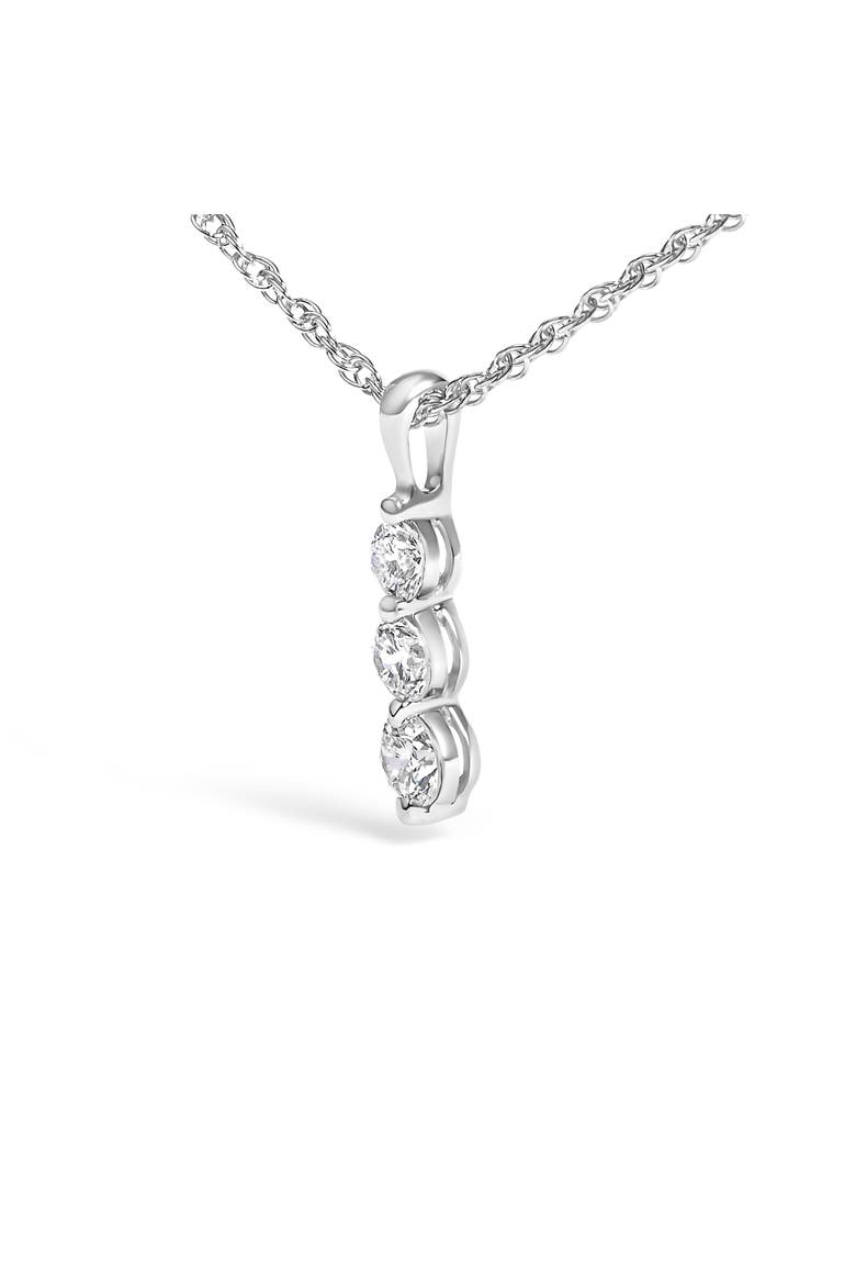Silver 1/7 Cttw Lab Grown Diamond Three Stone Diamond Pendant Necklace, Alternate, color, White