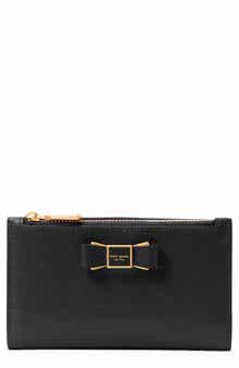 Kate Spade New York morgan bow small slim leather bifold wallet
