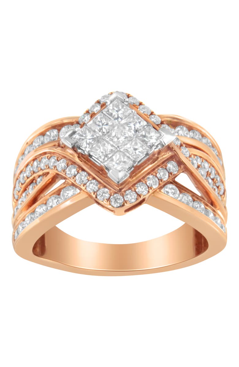Haus of Brilliance Two-Tone 10KT Gold 1 1/2 cttw Diamond Bypass Cocktail Ring, Main, color, White