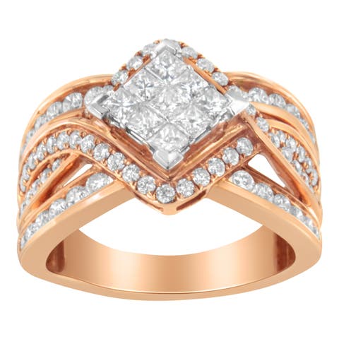 Two-Tone 10KT Gold 1 1/2 cttw Diamond Bypass Cocktail Ring