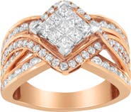 Haus of Brilliance Two-Tone 10KT Gold 1 1/2 cttw Diamond Bypass Cocktail Ring