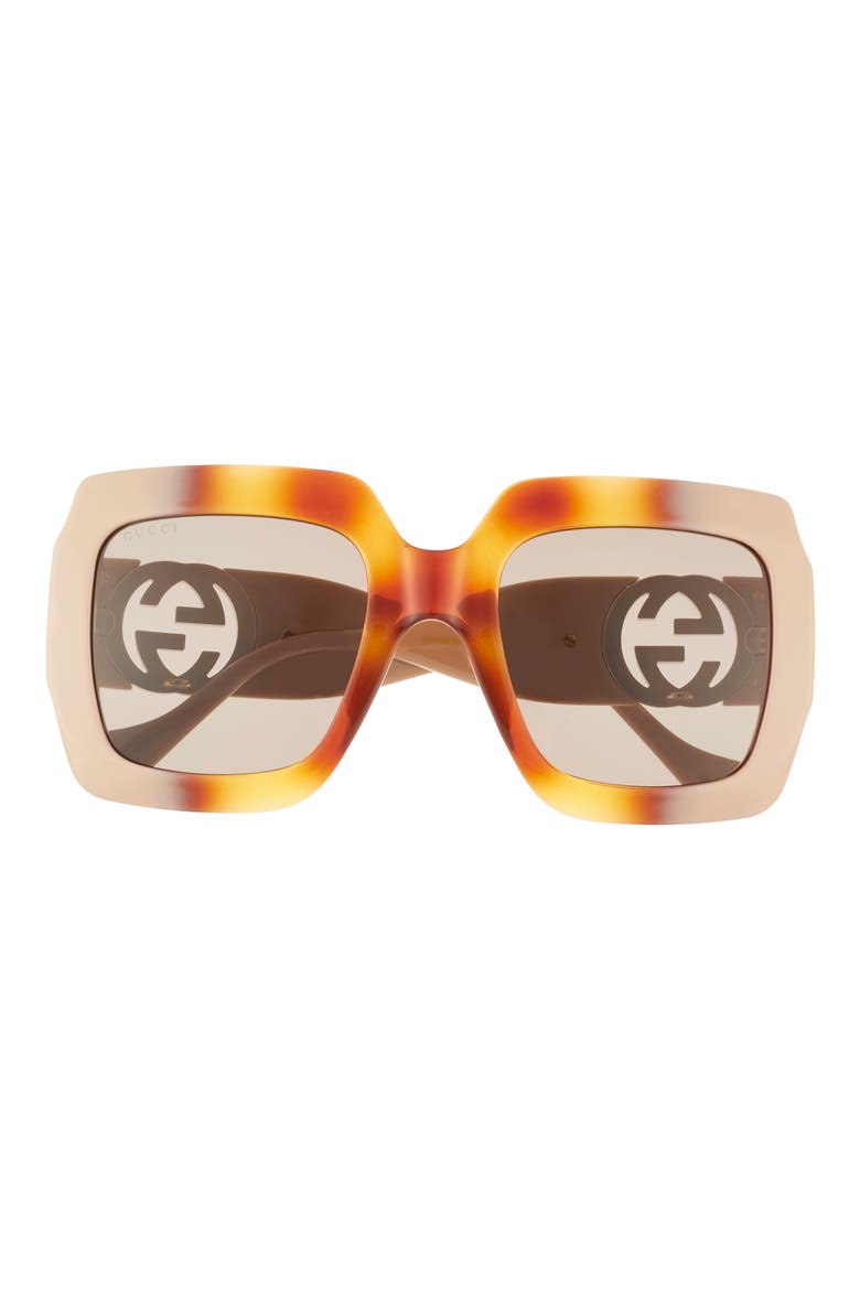 54mm Square Sunglasses, Main, color, HAVANA IVORY BROWN
