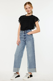 KanCan Danielle High Rise Cropped Wide Leg Jeans