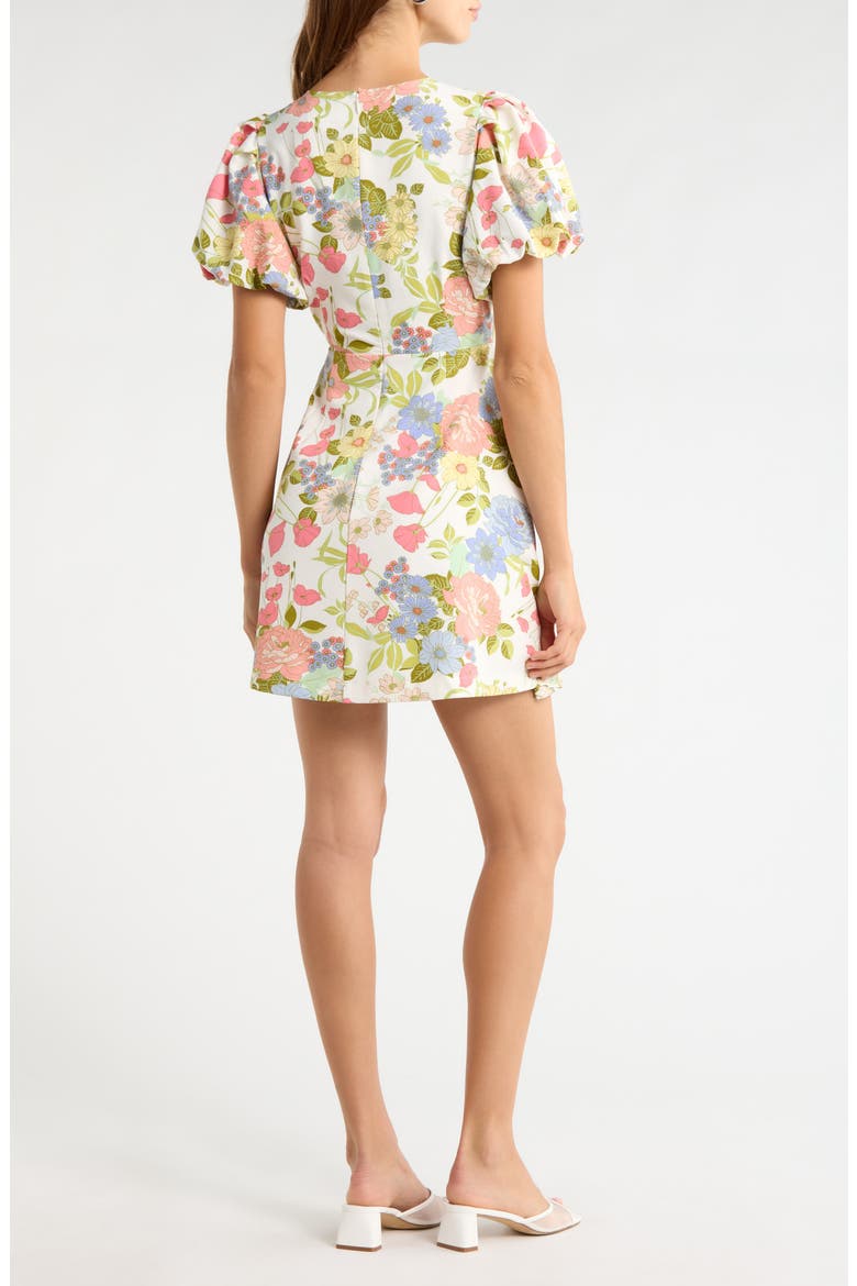 Rosette Puff Sleeve Dress, Alternate, color, CREAM-MULTI