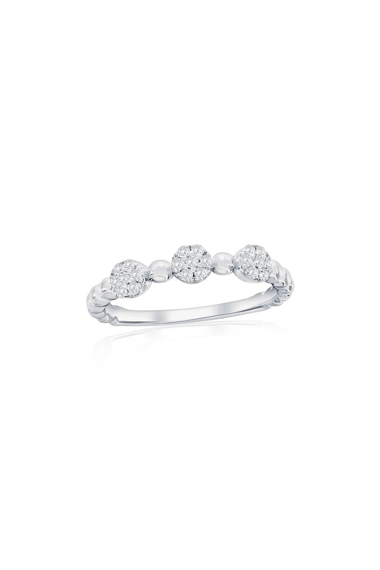 Sterling Silver Pavé CZ Beaded Band Ring, Main, color, SILVER