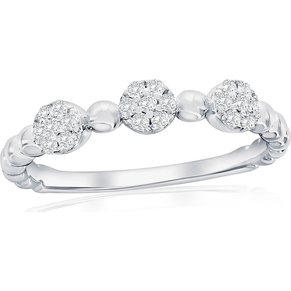 Simona Sterling Silver Pavé Cz Beaded Band Ring In Silver
