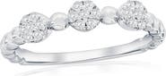 SIMONA Sterling Silver Pavé CZ Beaded Band Ring