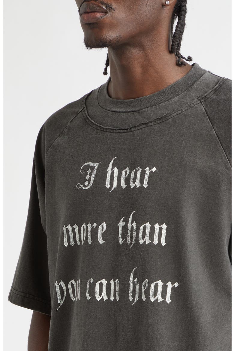 I Hear Oversize Cotton Graphic T-Shirt, Alternate, color, CHARCOAL