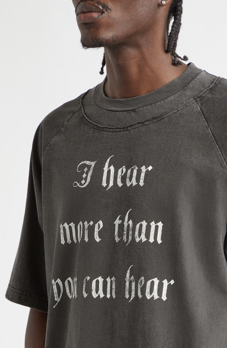 Undercover I Hear Oversize Cotton Graphic T-Shirt, Alternate, color, Charcoal
