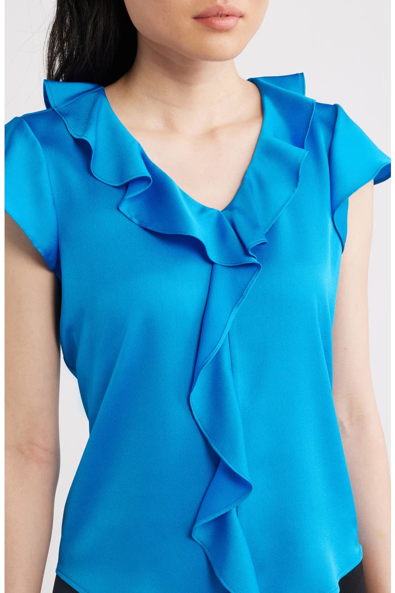 Ruffle Flutter Satin Top, Alternate, color, BLUE JEWEL