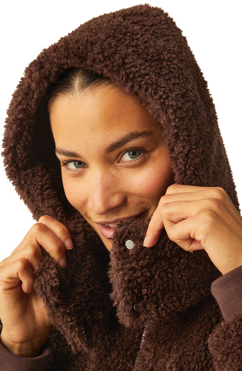 Beyond Yoga Adventure Faux Shearling Hoodie, Alternate, color, Espresso