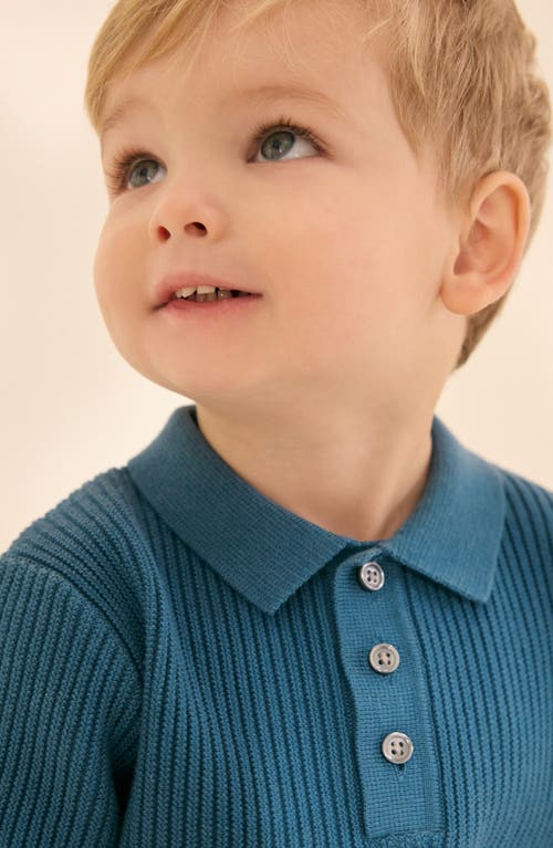 Next Kids' Rib Cotton Polo Sweater In Blue