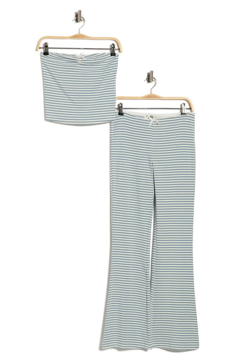 Madden Girl Striped Cinched Tube Top & Wide Leg Pants Set, Main, color, Denim Blue Combo