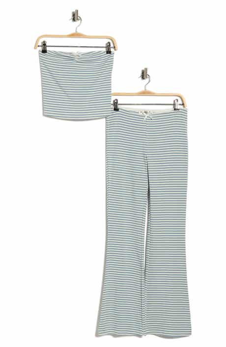 Madden Girl Striped Cinched Tube Top & Wide Leg Pants Set