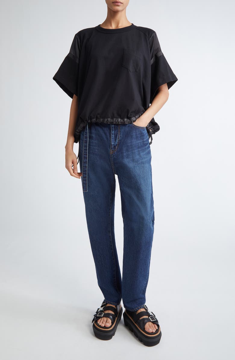 Sacai x Thomas Mason Paneled Mixed Media T-Shirt, Alternate, color, 