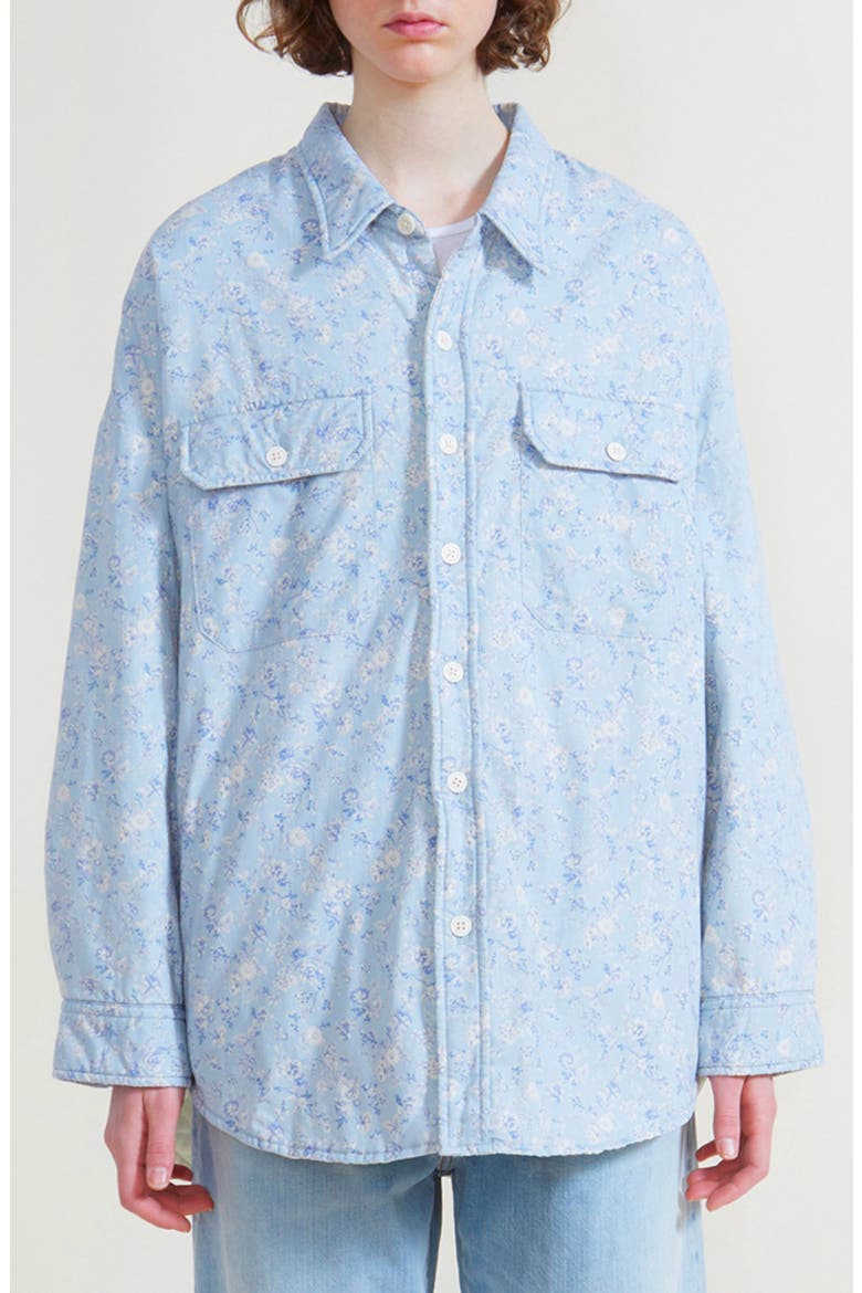 Floral Print Cotton Shirt Jacket, Main, color, BLUE FLORAL