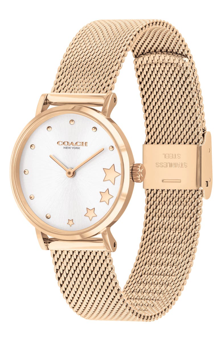 COACH Perry Mesh Bracelet Watch, 32mm, Alternate, color, Gold/Silver Face