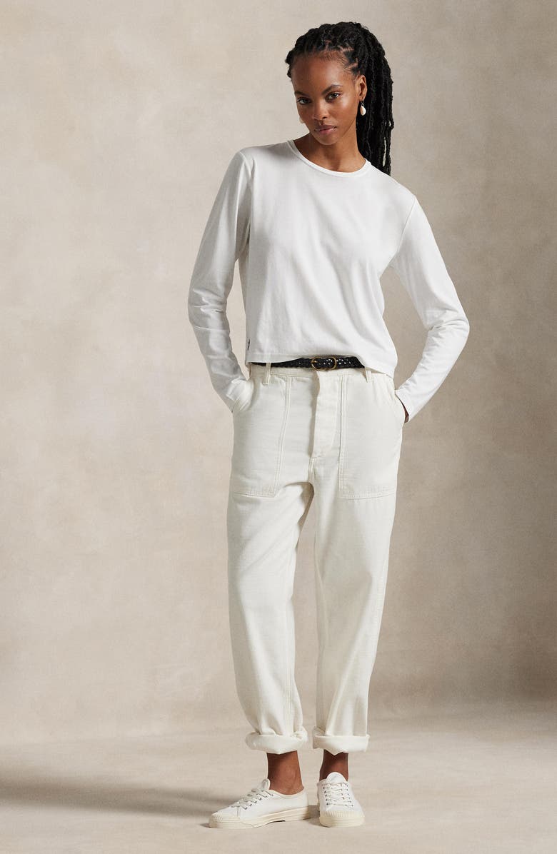 Polo Ralph Lauren Straight Leg Cotton Sateen Pants, Alternate, color, Ecru