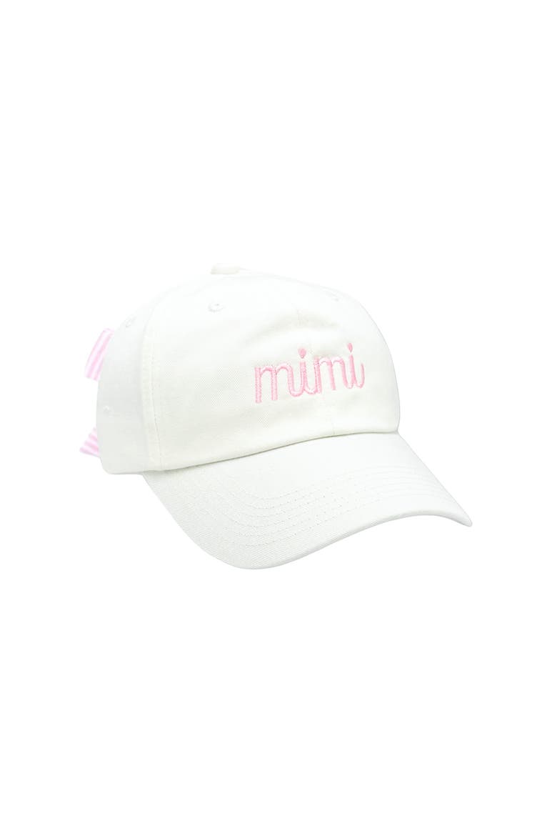 Mimi Adult Bow Baseball Hat, Main, color, White