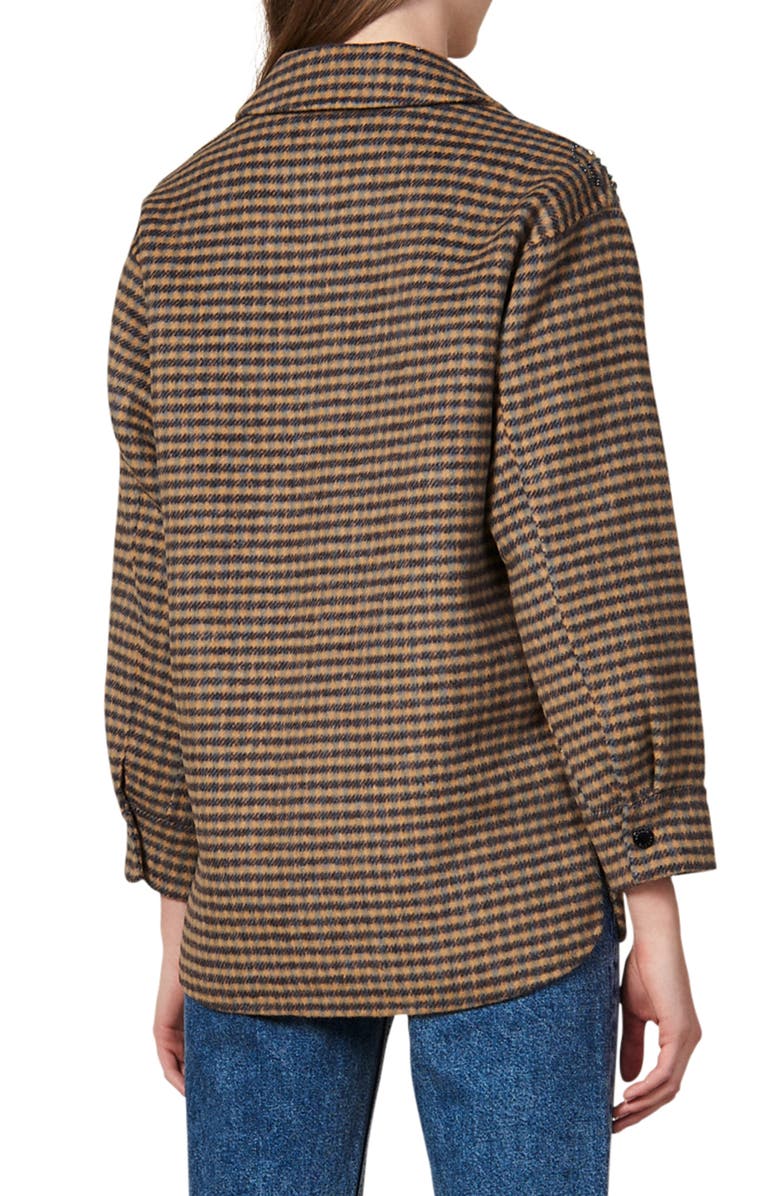 SANDRO Brodan Plaid Beaded Detail Wool Blend Jacket, Alternate, color, 
