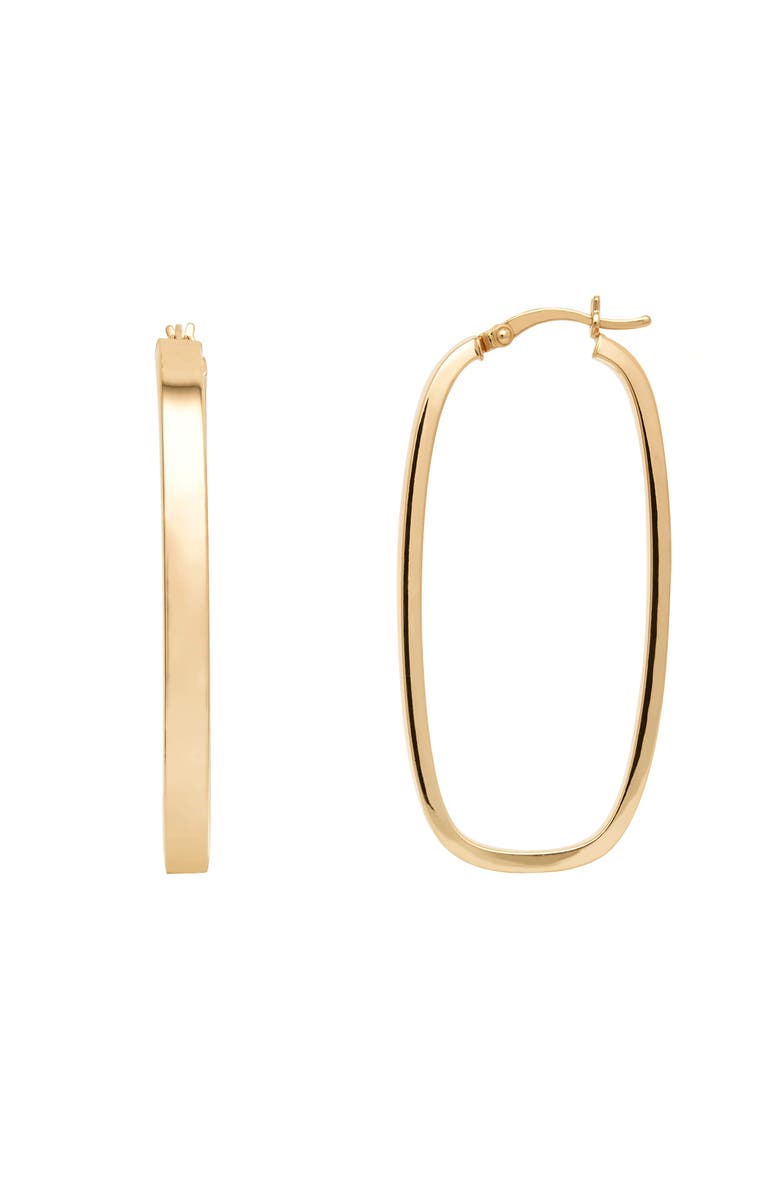 HOT SILVER Rectangular Square Sterling Silver Hoop Earrings, 1.8", Main, color, Gold