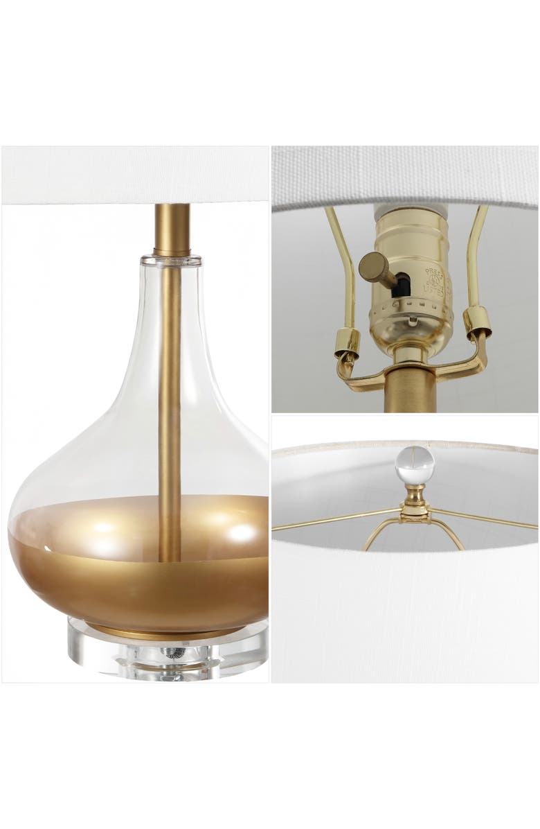 JONATHAN Y West Glass LED Table Lamp, Alternate, color, Clear/Gold