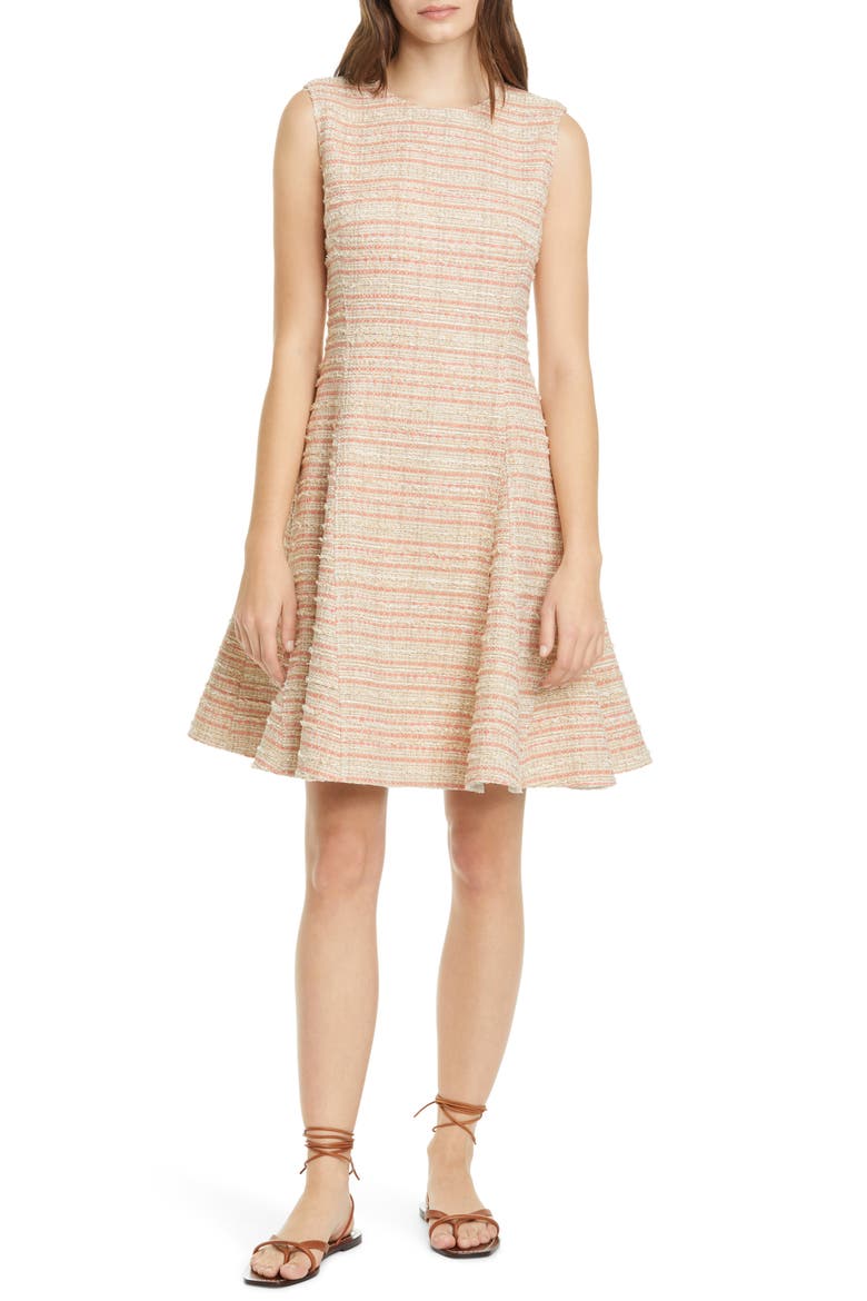 Tweed A-Line Dress, Main, color, CAMEL/SALMON