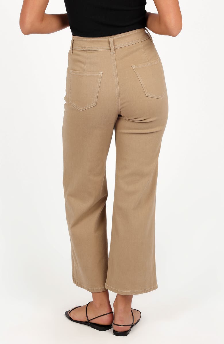 Petal & Pup Parson Topstitch Detail Crop Wide Leg Pants, Alternate, color, Taupe