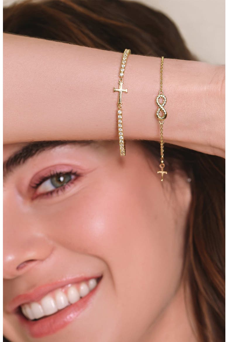 Luminous Cross Tennis Bracelet, Alternate, color, 18k Gold Plated