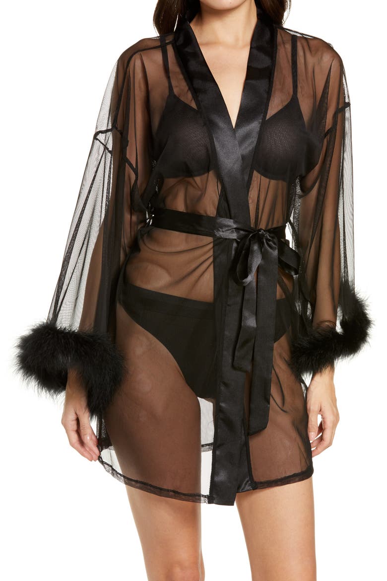 Magic Feather Trim Wrap, Main, color, BLACK