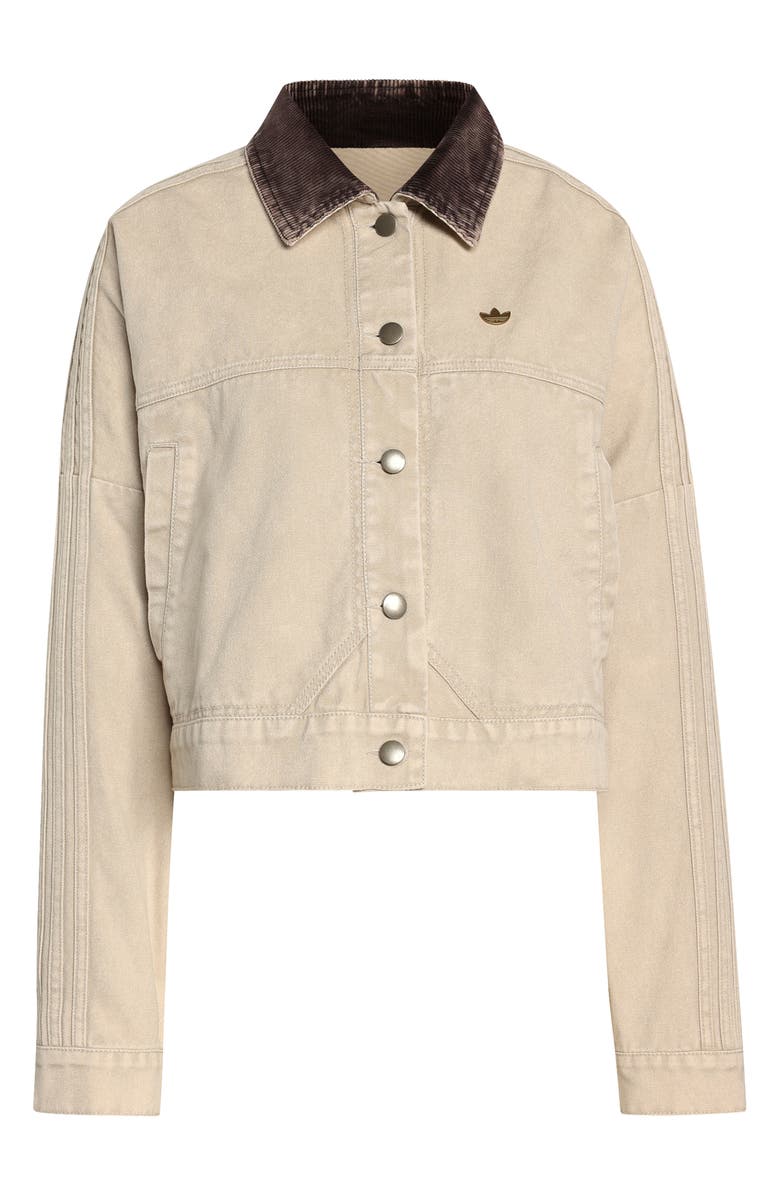 adidas Originals Essential Canvas Oversize Track Jacket, Alternate, color, Stone Khaki