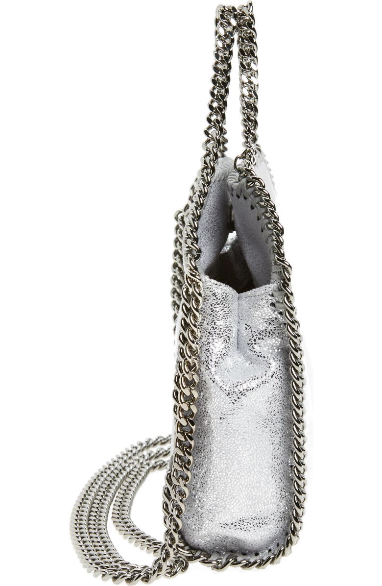 Stella McCartney 'Tiny Falabella' Metallic Faux Leather Crossbody Bag, Alternate, color,