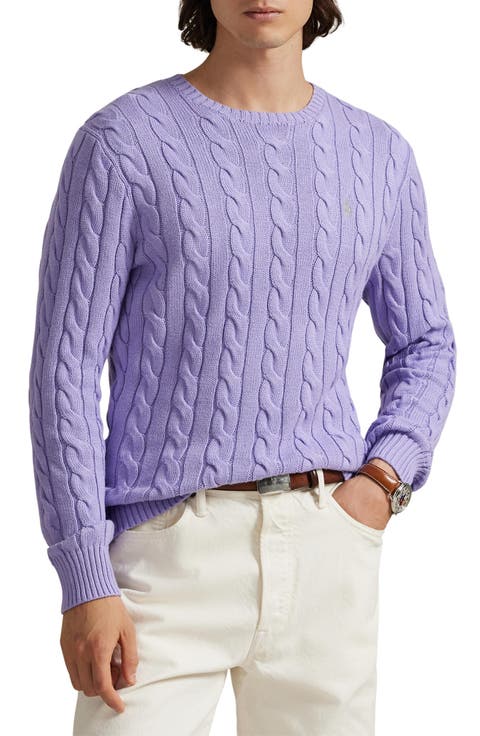 Cable Knit Cotton Crewneck Sweater