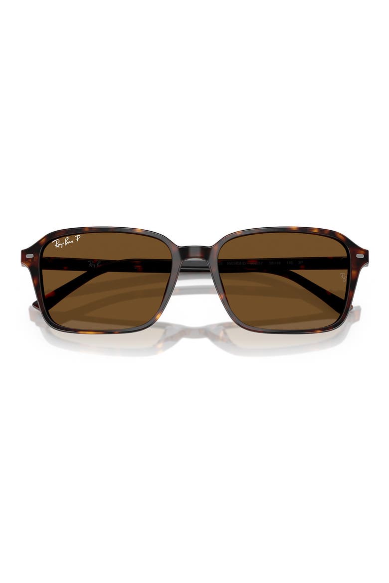 56mm Polarized Square Sunglasses, Alternate, color, HAVANA