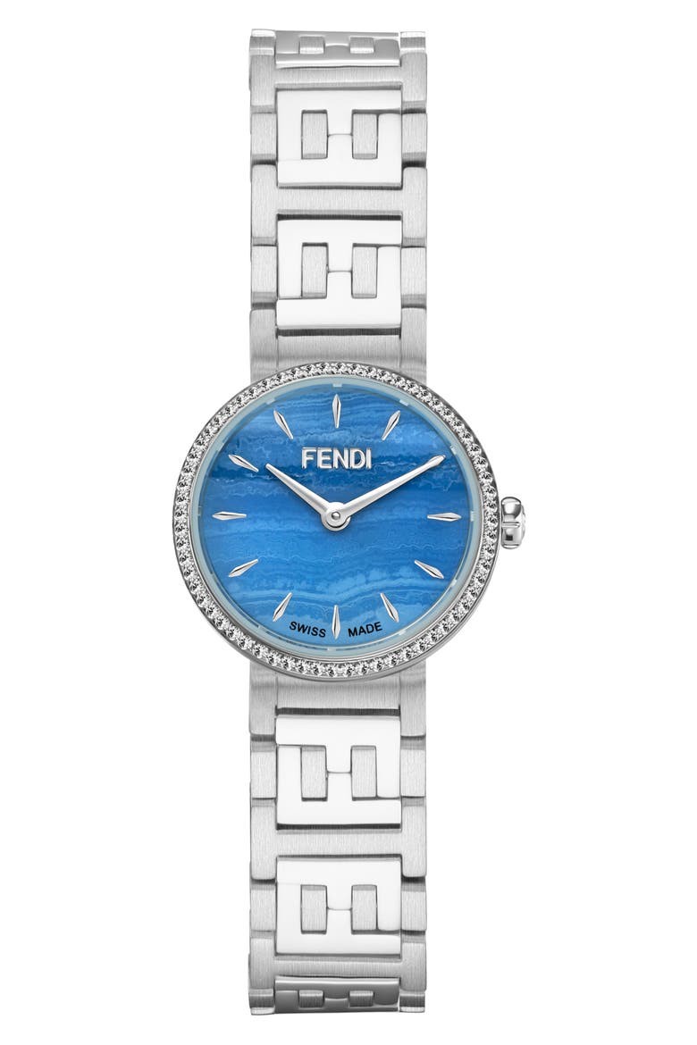 Forever Fendi Diamond Swiss Quartz Bracelet Watch, 19mm, Main, color, STAINLESS STEEL